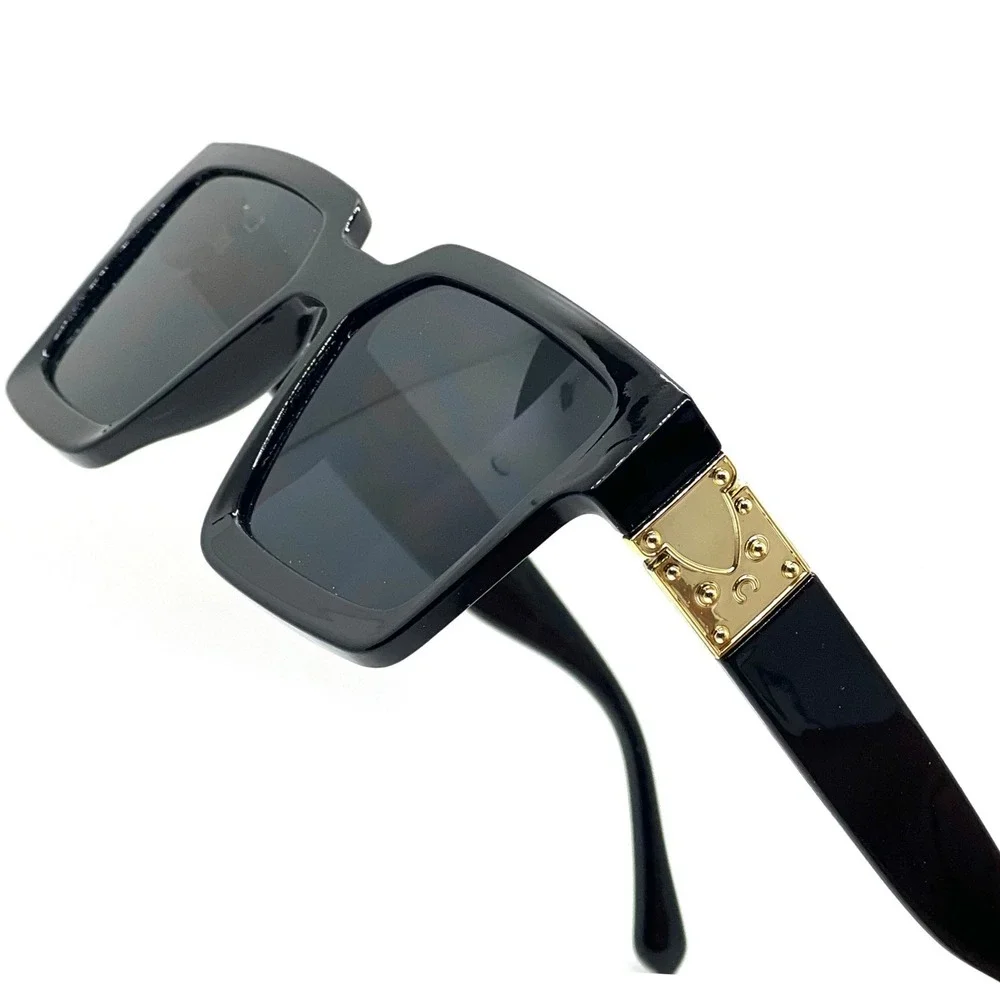 Women Sunglasses Dark Black Lens Gold Accent  Style Classy UV400‎ Lentes Luxury